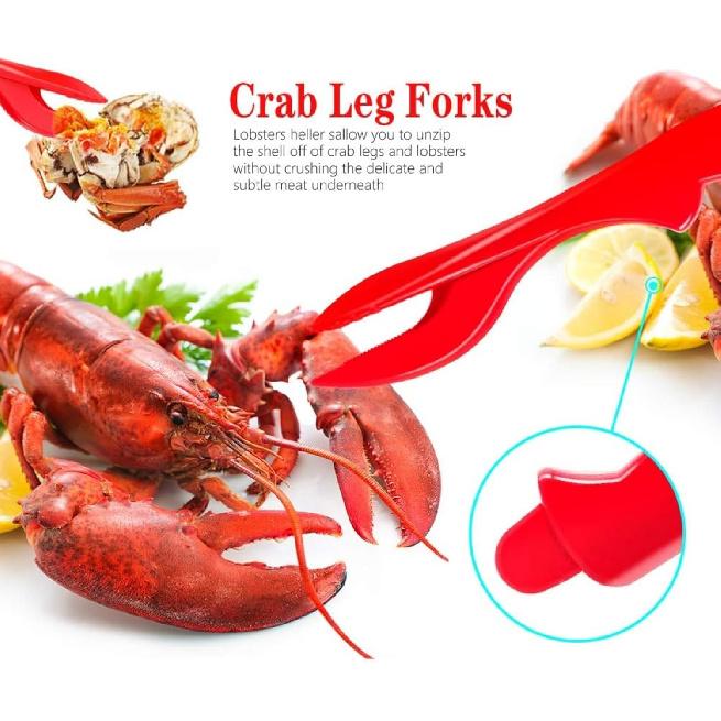 19 Pcs Seafood Tools Set, Crab Crackers And Tools Set, Include 4 Crab Crackers, 4 Shellfish/Seafood Forks, 4 Plastic Lobster Shellers, 4 Lobster Crab