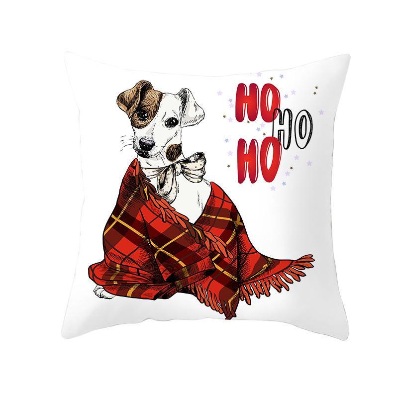 Pet Print Christmas Peach Skin Pillow Cover Bedside Cushion Cover Sofa Cushion Cover