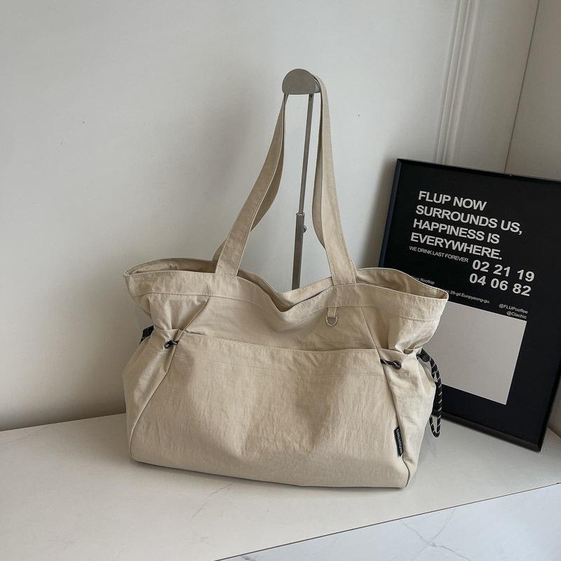 Large Capacity Go Out Canvas Bag Light Casual Messenger Bag Women's Multi-functional Trendy Solid Color Simple Student Shoulder Bag