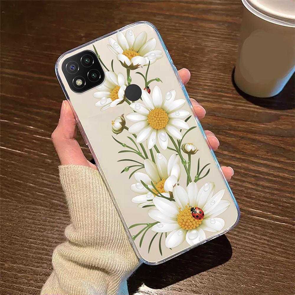 Transparent Clear For Xiaomi Redmi 9C 9 9A 9T 10A Cover Silicone Rose Flower Oil Painting Lavender Phone Case For Redmi9C NFC