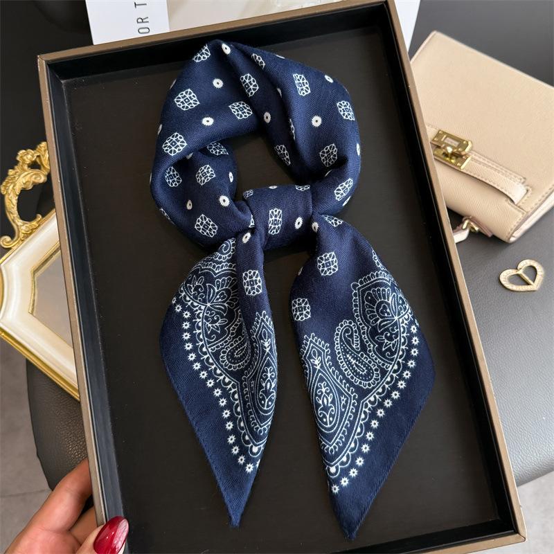 Broken cashew nut imitation velvet herringbone pattern cotton and linen small square scarf silk scarf headscarf shawl sun protection scarf women's sca