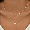 3pcs Women's Pearl Necklace Set 14K Gold Fashion Love Heart Pendant Waterproof Hypoallergenic Collarbone Neck Chain Jewelry