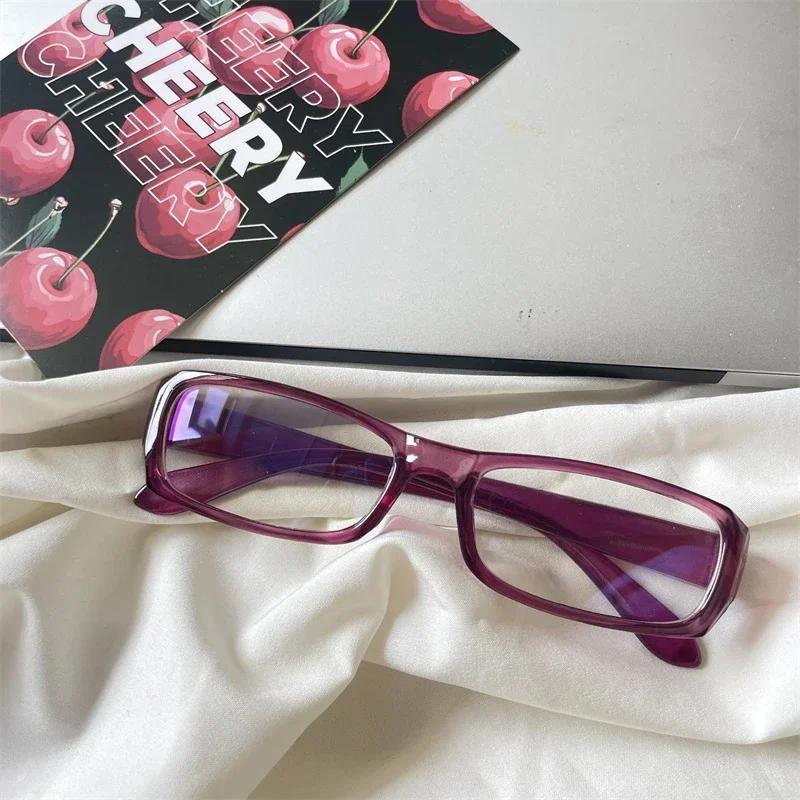Retro Anti-blue Light Glasses Kroean Y2K Harajuku Square Glasses Frame Women Men No Makeup Contrasting Cute Decorative Glasses