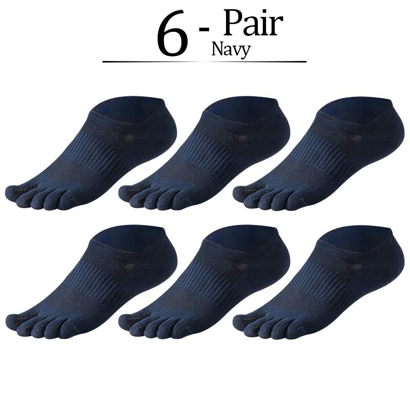 6 Paar Reine Baumwolle Fünf-Finger Kurze Socken Herren Schweißabsorbierend Antibakteriell Atmungsaktiv Mesh Bootssocken Laufen Sport Zehensocken