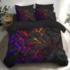 Digital Printing Soft with Soft Fabric Duvet Cover Set, Patern of Colorful Light Shing Through Black Rocks, It Uses a 3D Ultra-Soft Brushed, 3Pcs