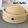 Chapéu Pillbox 100% Ráfia Boina de Palha de Verão Chapéus de Sol Retrô Francês Para Casamento Praia Moda Chapéus de Palha Fascinator Chapéu de Pintor Designer