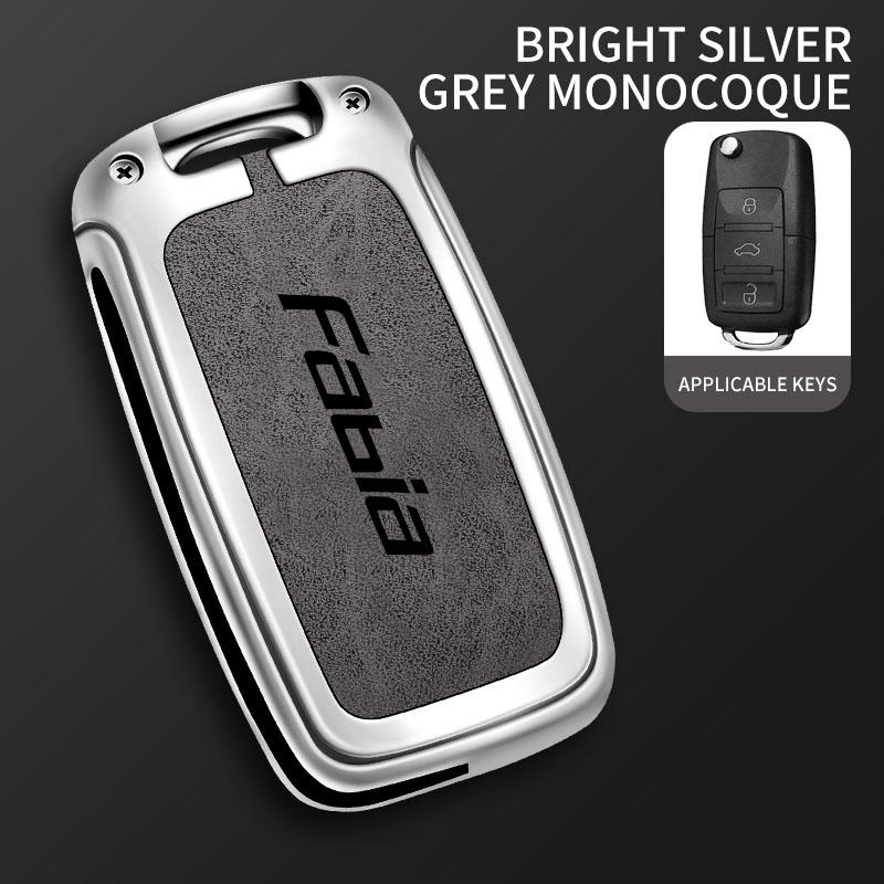 AAAJC1 Zinc Alloy Car Remote Control Key Case Cover Holder Shell Fob for Skoda FABIA Protection Key Chain Buckle Keyless Accessories