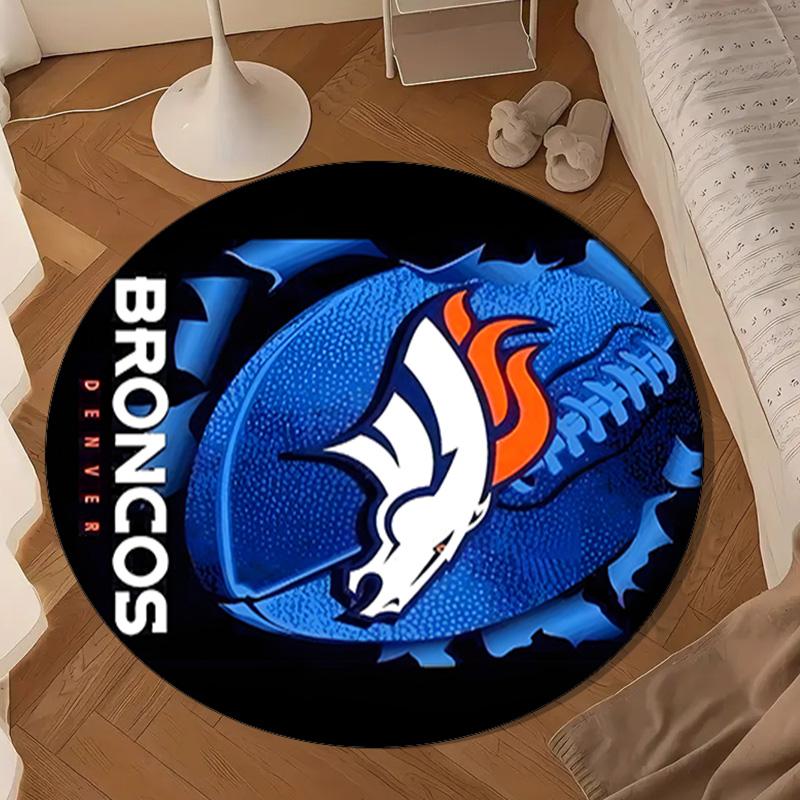 Denver Broncos Logo Round Mat, Anti-slip Circle Carpet Chair Rug For livingroom,Bedroom, Doormat Home Decor Gift Christmas Gifts