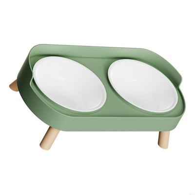 Cats Dog Feeder Double Bowls With Elevated Stand Slip Proof Base And Splash Proof Water Container For Clean Feeding