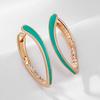 Fashion  Rose Gold Color Green Enamel Drop Earrings For Women Girl Wedding Party Natural Zircon Eardrop Jewelry