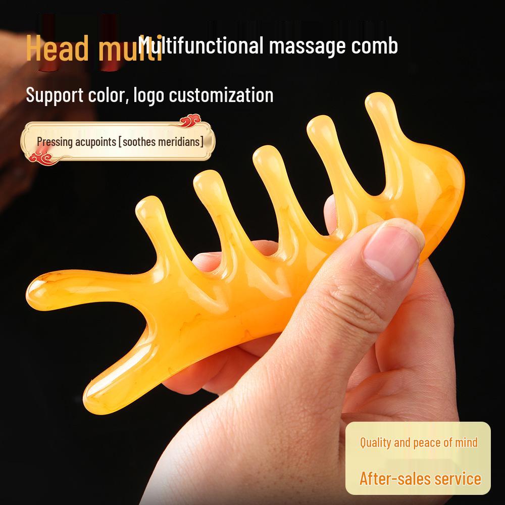 Five-Tooth Meridian Massage Dolphin Comb: Multifunctional Resin Five-Finger Therapy Tool