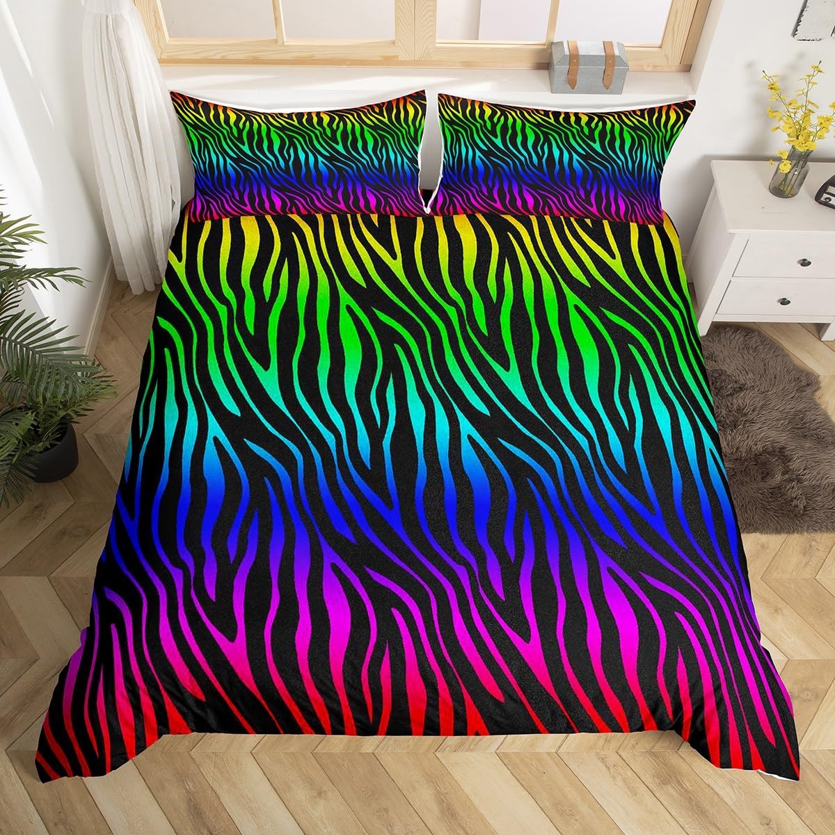 

Comforter Zebra Print Twin Wild Animal Theme Bed Set Safari Wildlife Fur Comforter Abstract Geometric Stripe Bedding Set Comforter (quilt)-EU Single(135*200cm)3pcs