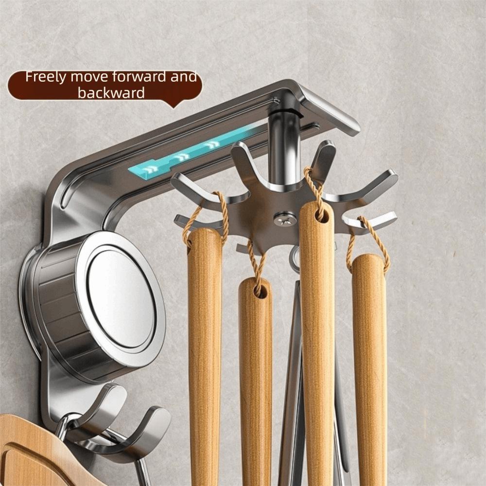 360 Degrees Rotatable Kitchen Hook Non Punching Spoon Hanging Rack  Bathroom