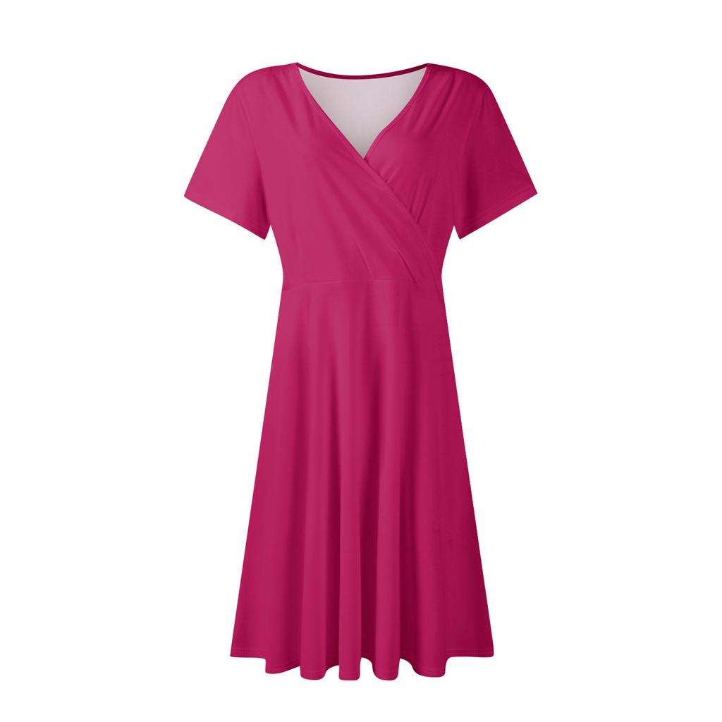 Women's Summer Dress Loose Beach Vacation Casual Deep V Neck Dress Elegant Skirt