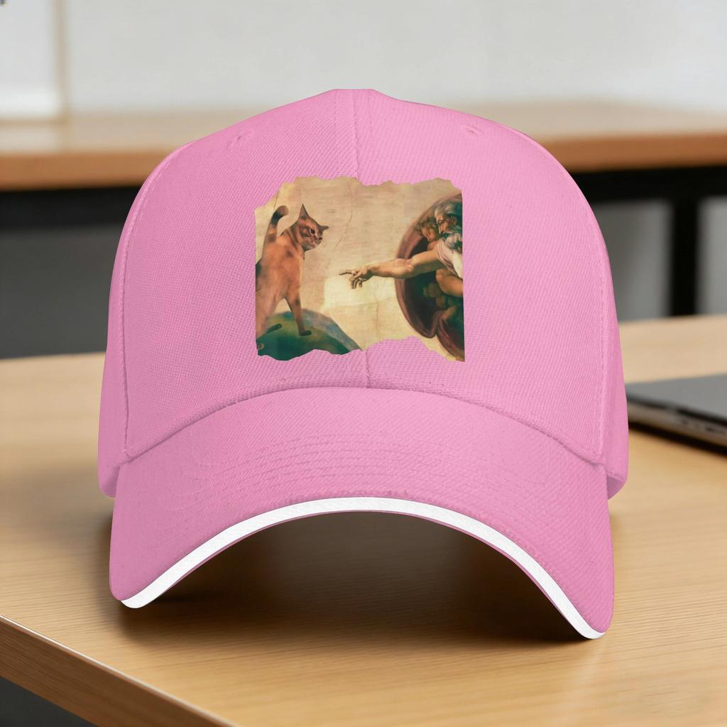 Funny Cat Swatting Gods Hand Parody Cat Casual Baseball Cap Sport Hip Hop Hats Spring Breathable Unisex Unisex Snapback Cap