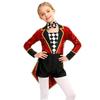 Unisex Kids Circus Magician Costume Long Sleeve Sequins Checkerboard Tailcoat Bodysuit Bow Tie Cosplay Outfit