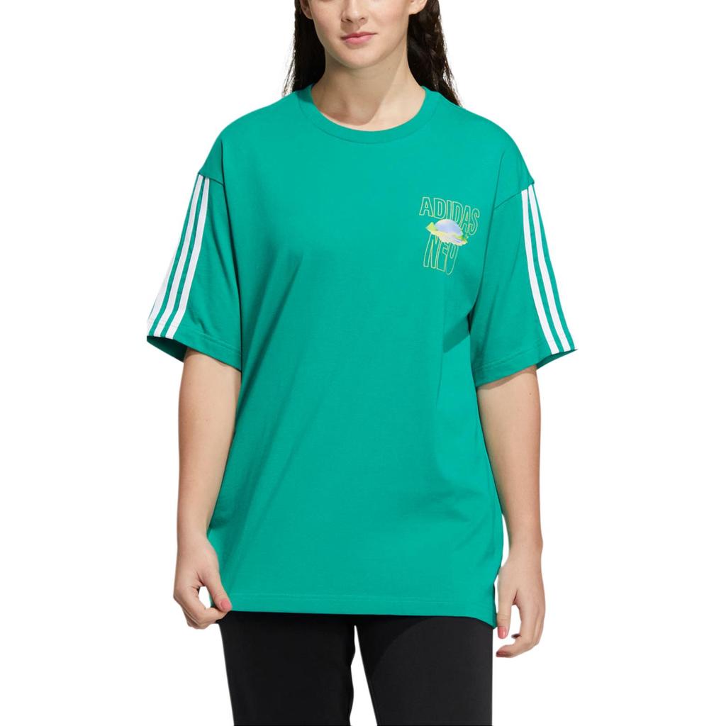 adidas Neo T Shirts Unisex Lawn Green Crew Neck Moderate Straight Fit IA6744