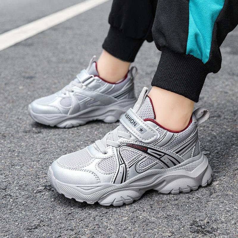 2025 Spring and Autumn New Boys Shock-absorbing Sports Shoes Medium and Large Children Non-slip Girls Lightweight Double Mesh Breathable Casual Shoes