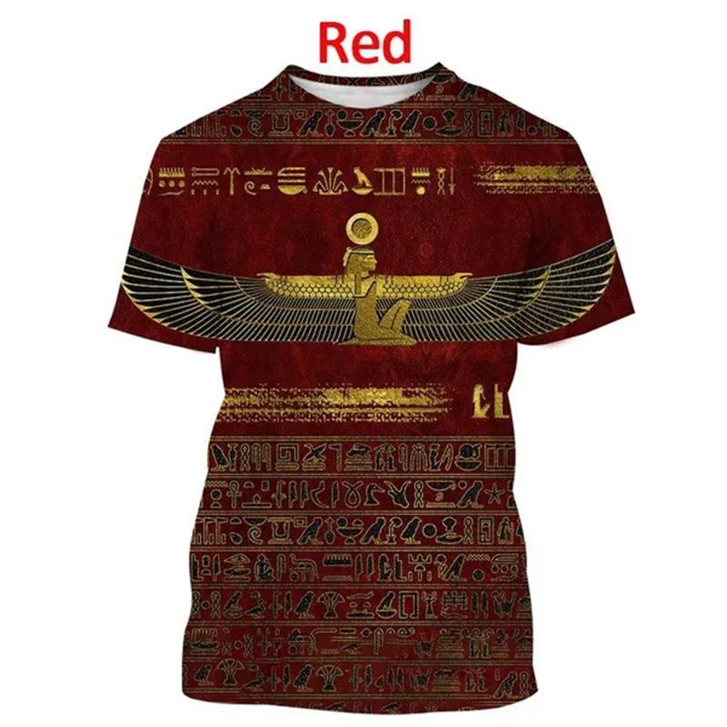 

Ancient Egyptian Text 3d Printing T-shirt Pharaoh s Eye Egyptian Mural Creative Casual Short-sleeved Tshirt Tees Mens Clothes XXS
