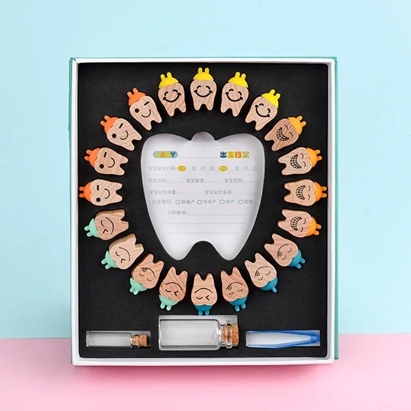Wooden Baby Tooth Box Milk Teeth Organizer Storage Collection Boy Girl Souvenir Case Infant Kid Cute Gifts for Children Keepsake