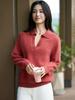 Pure Wool Lapel Knit Long Sleeve Women's Soft Brushed Base Layer for 2025 Autumn/Winter