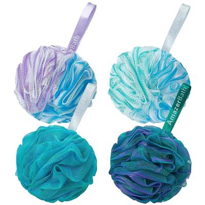 Éponge Loofah 75 g/pièce, éponge de bain exfoliante pour le corps – Lot de 4 Loofa couleur fleur