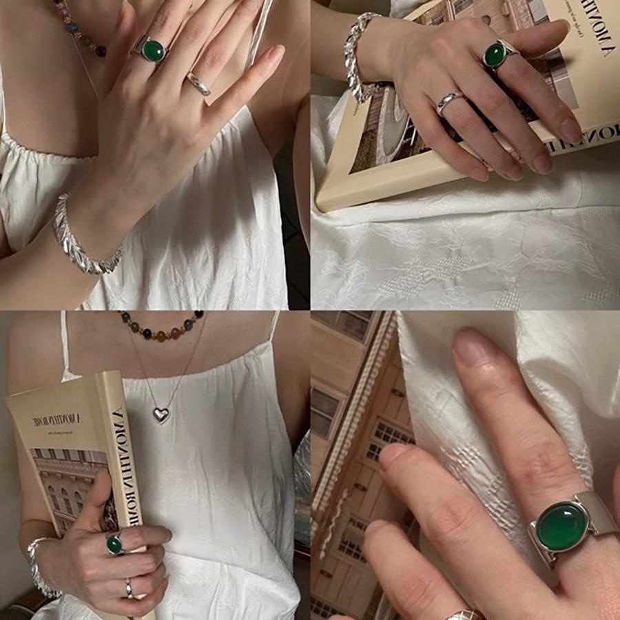Stylish Wide Band Open Ring For Women Crafted With Exquisite Agate And Copper