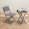 3 Pieces Outdoor Bistro Set Glass Top Outdoor Table And 2 Folding Chairs With Protecting Feet Grey