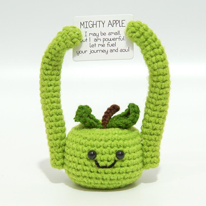 Funny Positive Card Fruit Toast Knitted Doll Home Desk Decoration Gift Christmas
