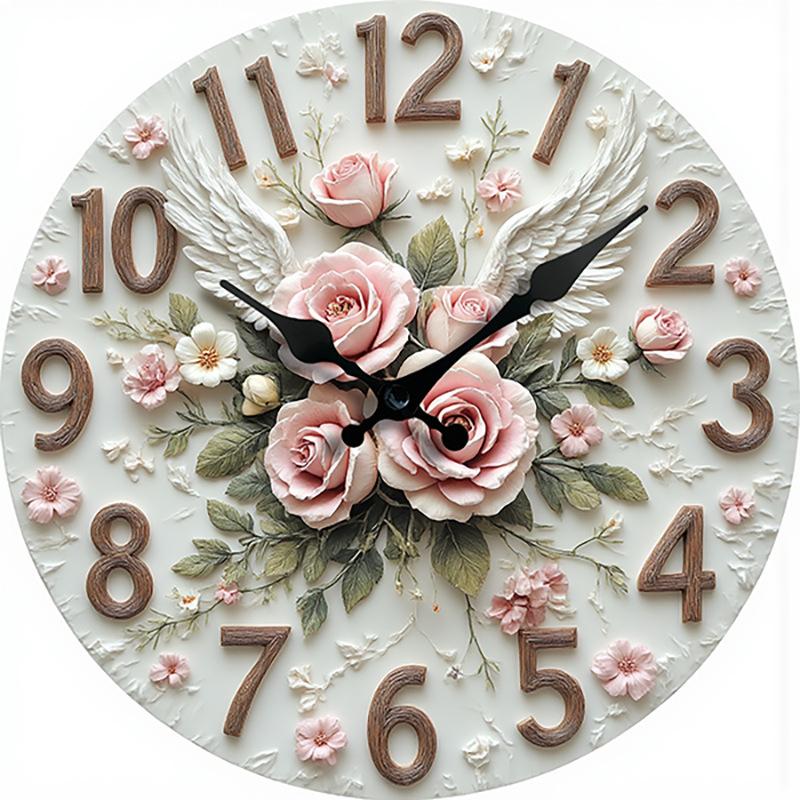 10 inch Wall Clock 2D Flower Home Living Room Decor Large Clock Silent Quartz Clock Home Decoration