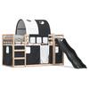 VidaXL Lit superposé avec toboggan et rideaux blanc et noir 90x200 cm, lit, cadre de lit, lit superposé bas, meuble de 3284134