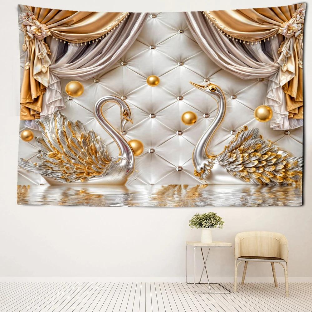 Imitation Window Pearl Swan Tapestry Wall Hanging Bohemian Natural Abstract Art Hippie Tapitz Bedroom Home Decor
