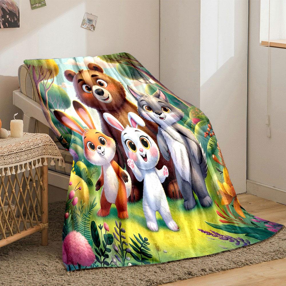 Cute Forest Animal Friends Print Blanket Soft and Cozy Perfect for the Living Room Bed Sofa or a Nap,gift