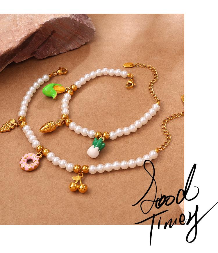 Charming Cross Droplet Oil Corn Cabbage Pendant Bracelet & Necklace Set