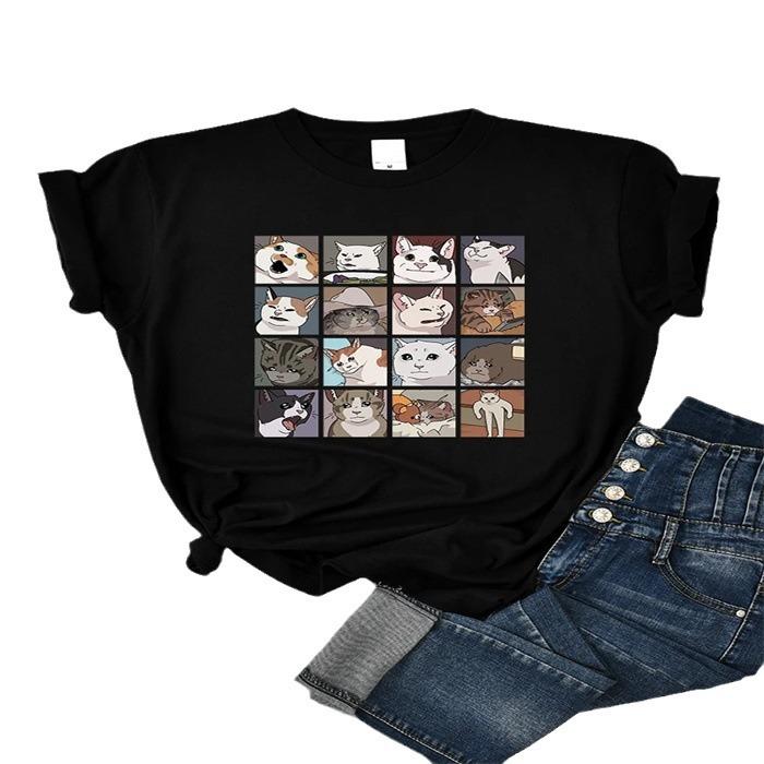 Short-sleeved T-shirt European and American summer new women's fashion casual home commuting versatile round neck short-sleeved T-shirt