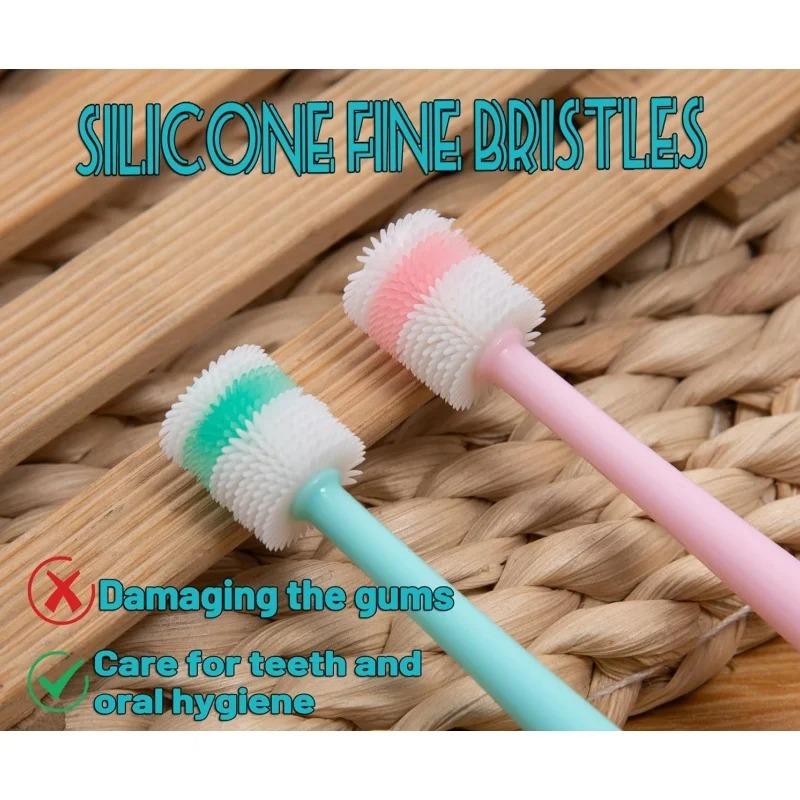 Small Dog Cat Toothbrush 360 Degree Soft Silicone Cat Dental Care Toothbrush Holde Easy To Handle Independent Packaging