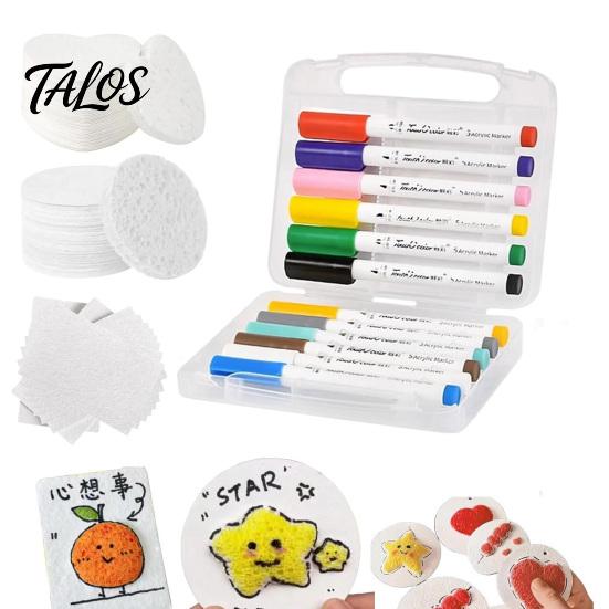 Sketch And Color Water Activation Kit Magic Foam Texture Painting DIY 3D Art with Mess-Free Brush Pens Puffy Popcorn Drawing Canvas Sponge Craft