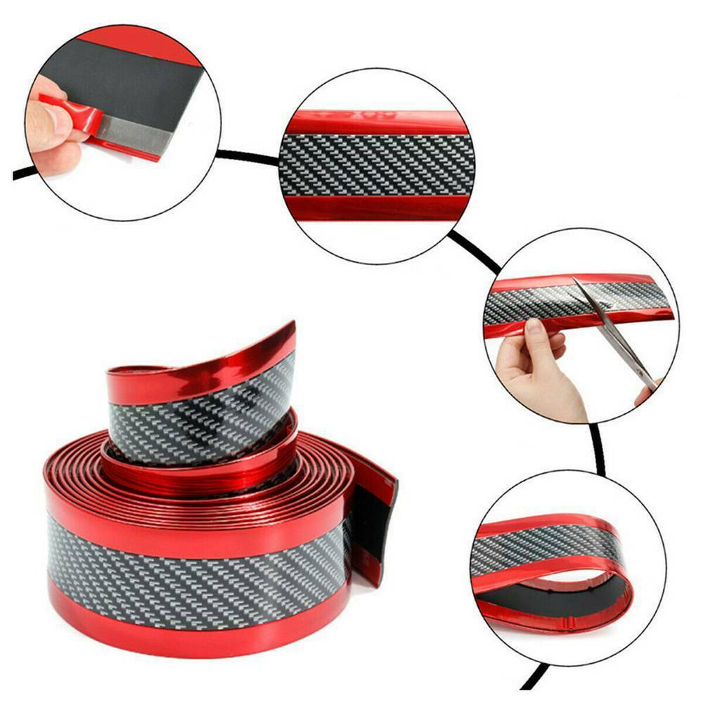1 Meter Carbon Fiber Rubber Moulding Strip Rubber for Car Door Pedal Trim Bumper DIY Door Sill Protector Edge Guard Car