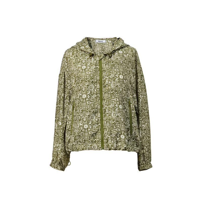 

Blacknini Graffiti Heavy Weight 12 M 6A Mulberry Silk Print Silk Jacket Hooded Casual Short Coat Hooded thin coat (100 mulberry silk) M