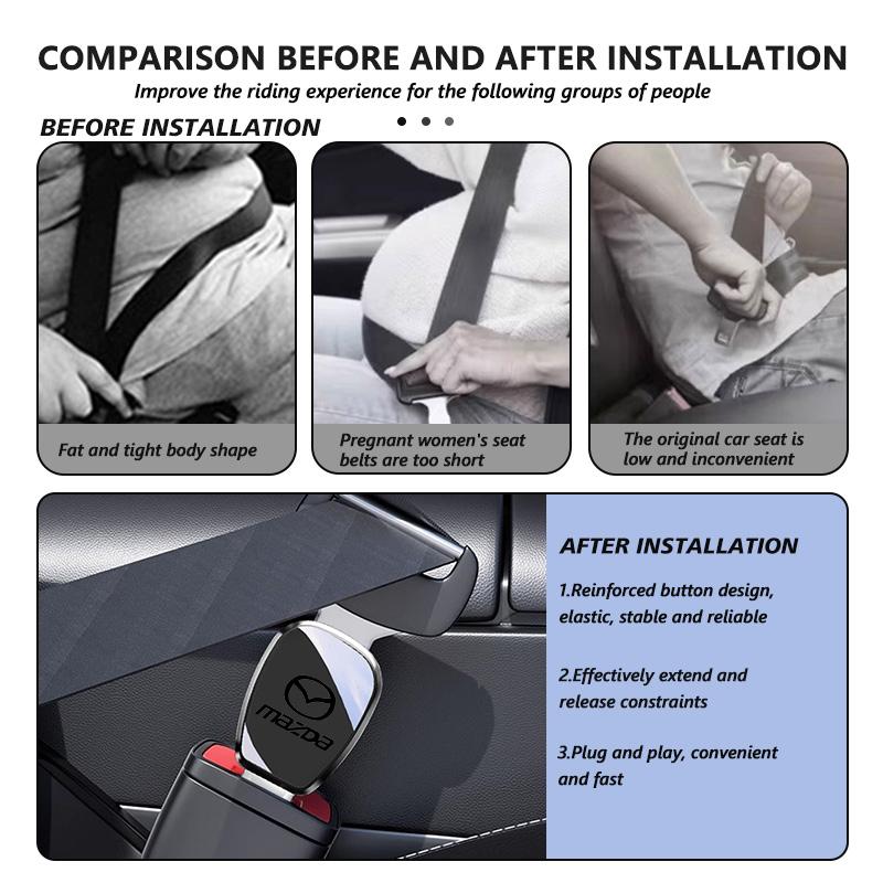 Car Seatbelt Clip Extender Belt Buckle Plug Adjustable Extention For Mazda 2 3 5 6 Axela Atenza Speed 6 CX3 CX4 CX5 CX7 CX8 CX9
