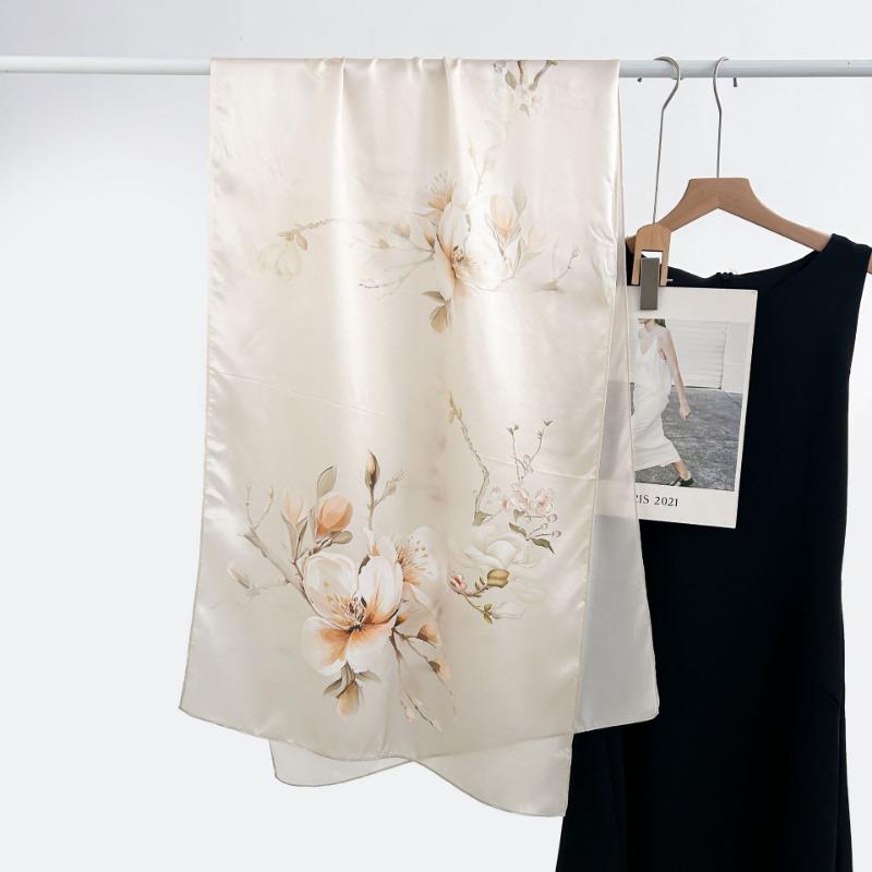 Spring and Autumn New 100 Mulberry Silk Long Scarf Women's Elegant Atmospheric Silk Shawl Versatile High-end Silk Scarf