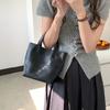 Textualized Soft Cowhide Bag Tote Bag Minimalist Hand Carry Wings Bag Genuine Leather Small Bag Women's Crossbody Bag