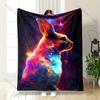 Multiple Sizes Cosmic Cat Profile  Print Blanket Warm Soft Suitable for All Seasons for Home Sofa Travel Camping Picnics RV