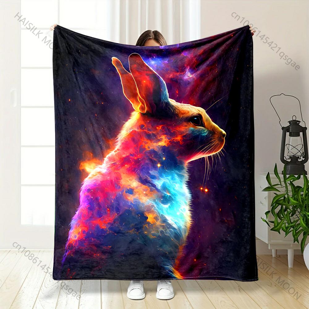 Multiple Sizes Cosmic Cat Profile Print Blanket Warm Soft Suitable for All Seasons for Home Sofa Travel Camping Picnics RV