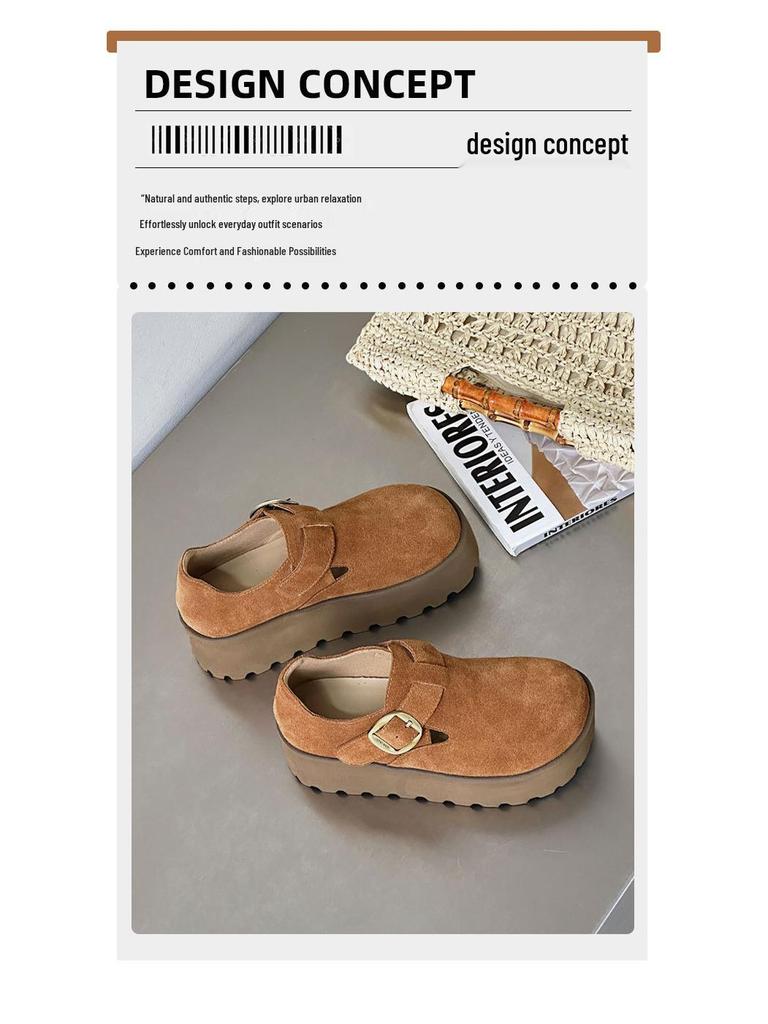 Damen Echtleder Retro Slipper Plateau Schuhe - 2025 Herbstkollektion