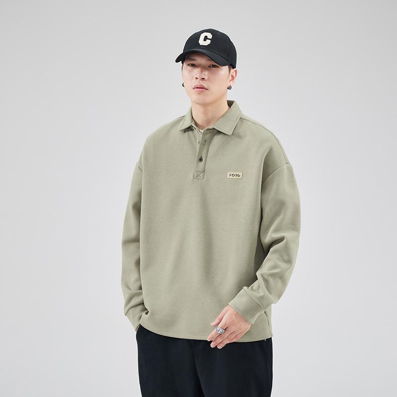 Herbst und Winter Herren Poloshirt Revers Pullover Amerikanische Trendmarke Samt Verdicktes Langarmkragen T-Shirt