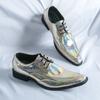 Hot Luxury Pink Mens Patent Leather Shoes Designer High Quality Pointed Chelsea Formal Shoes Man Dress Wedding Party Shoes Men
