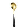 Cuchara de cabeza redonda de acero inoxidable para uso doméstico en la cocina. Cuchara redonda para postre.