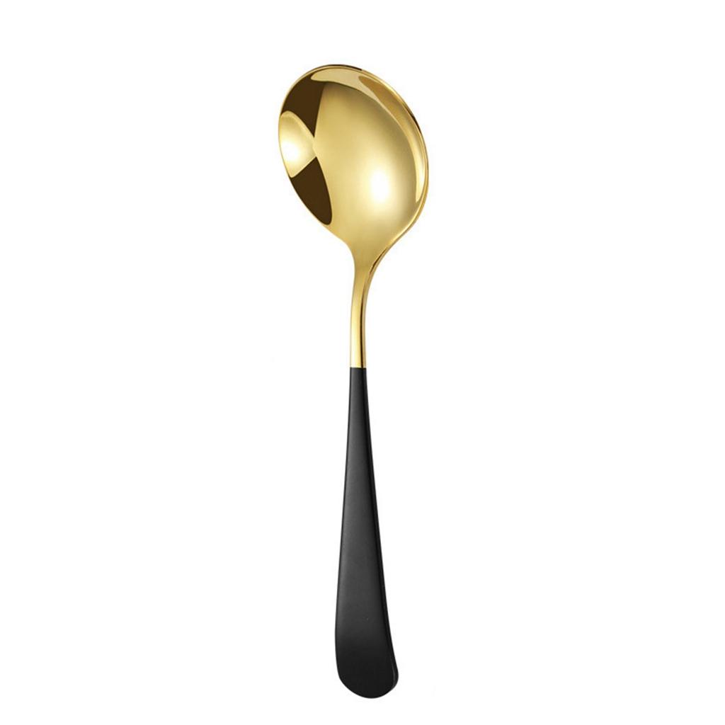 Cuchara de cabeza redonda de acero inoxidable para uso doméstico en la cocina. Cuchara redonda para postre.
