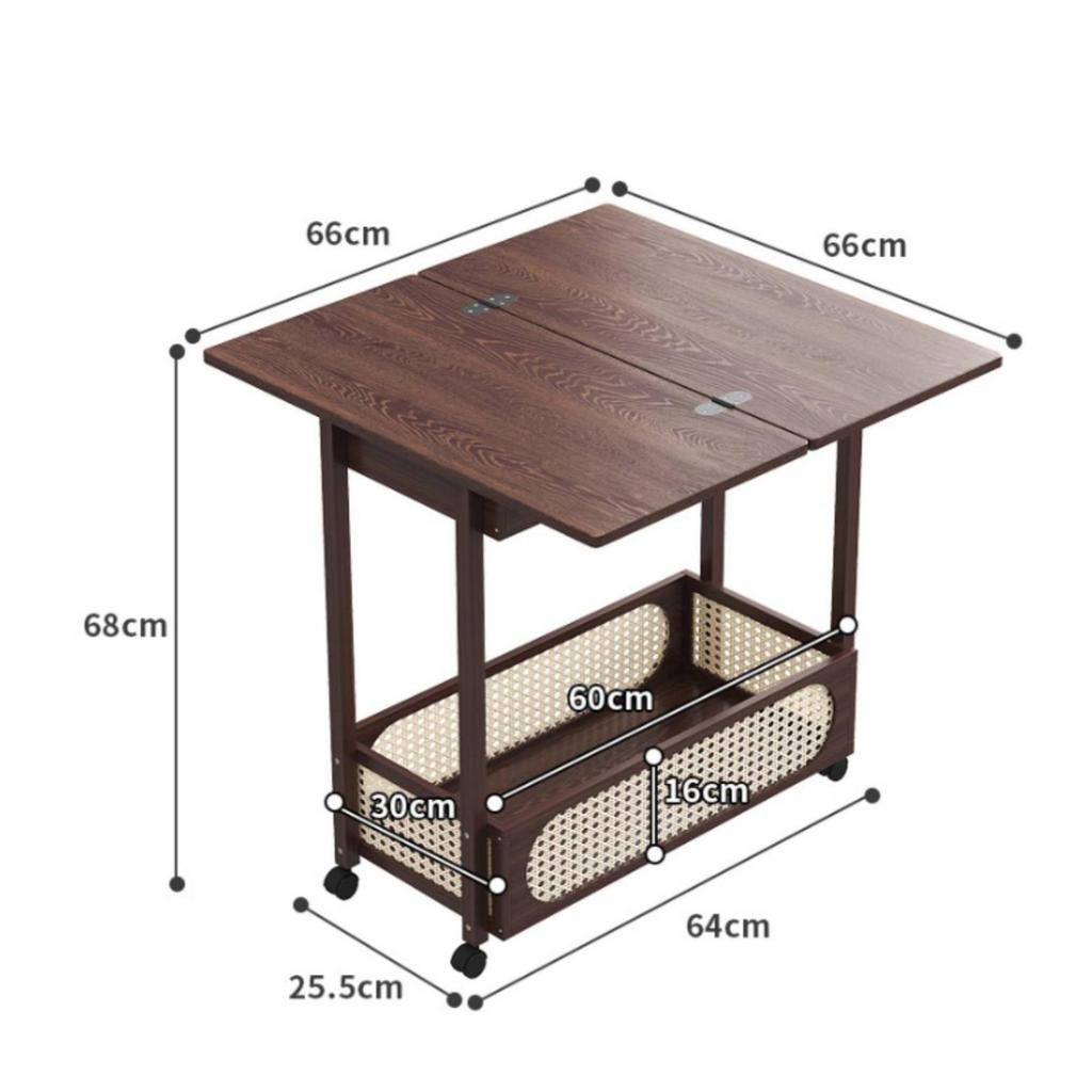 Foldable Side Table Wood-Grain Furniture Scratch-Resistant for Living Room